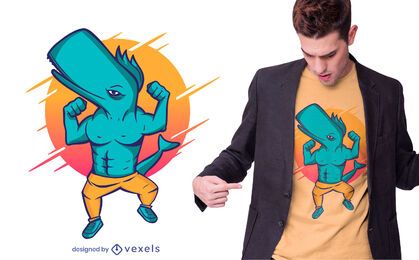 Muscular whale t-shirt design Muscular whale t-shirt design