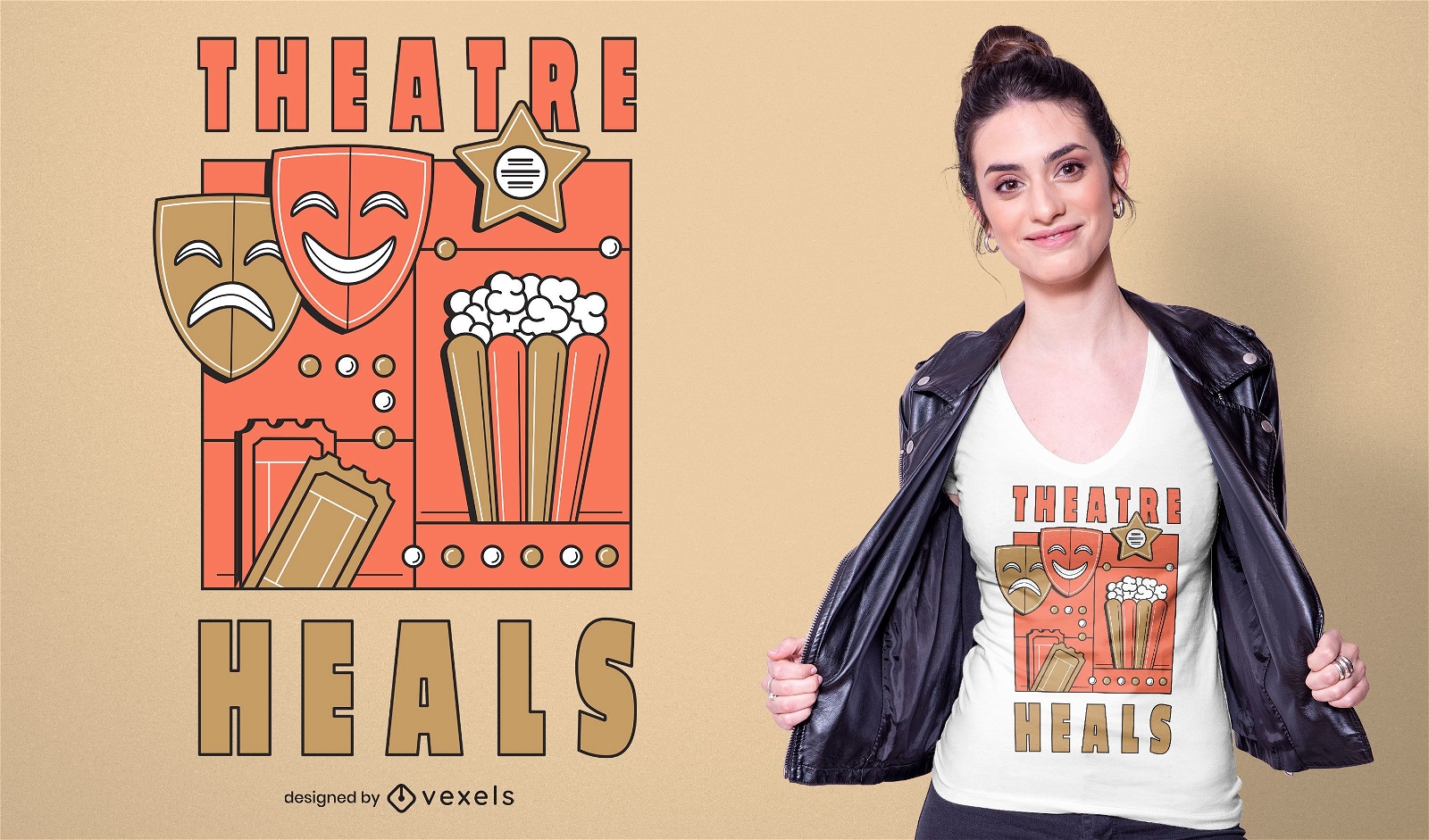 Design de camisetas com elementos de teatro