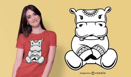 Lindo diseño de camiseta de hipopótamo