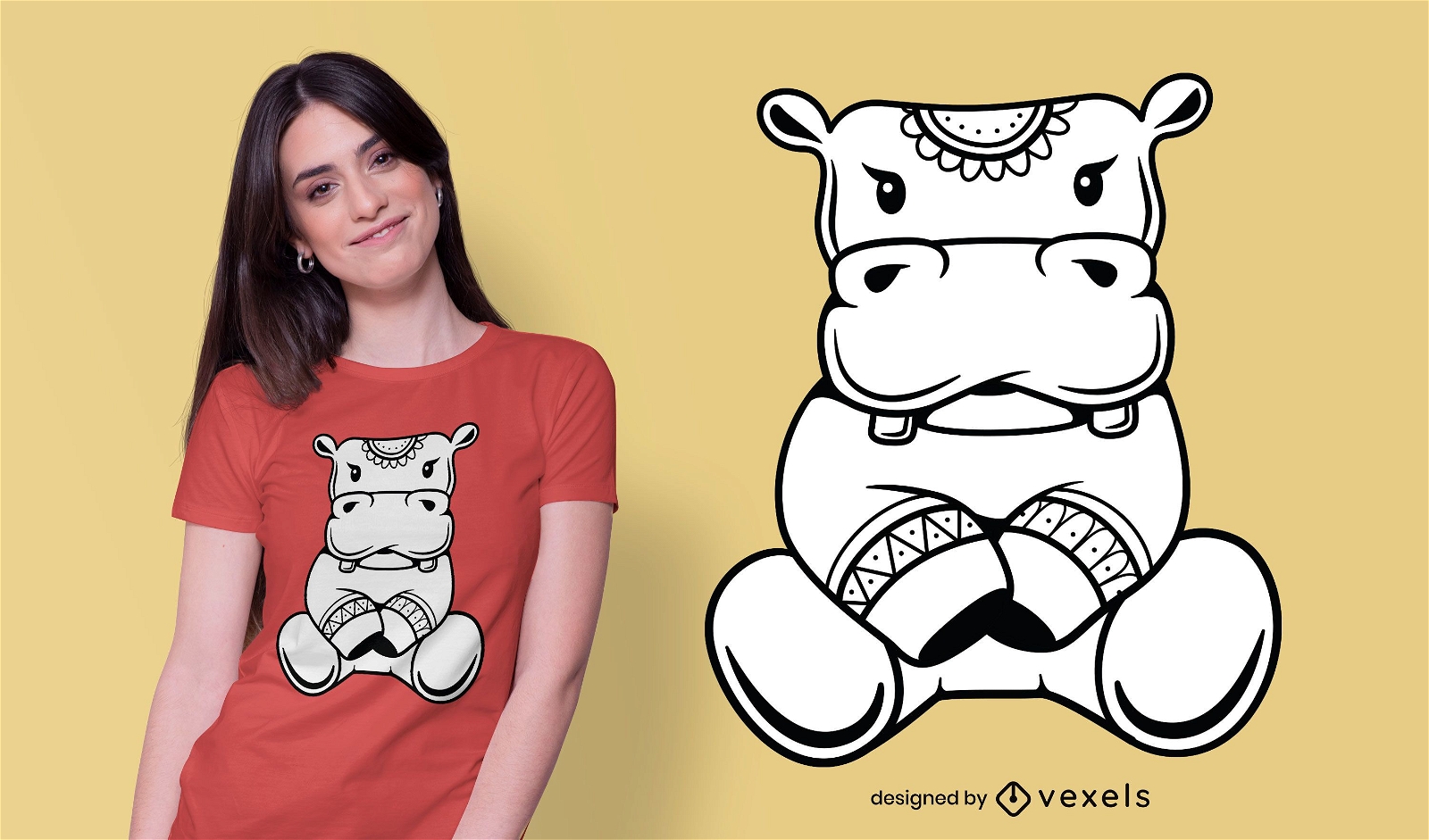 Cute hippo t-shirt design