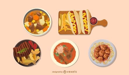 Ilustraciones de platos de carne