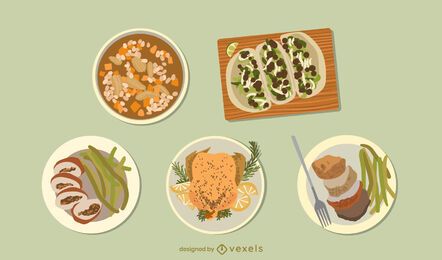 Diseño de escenografía de platos de pollo