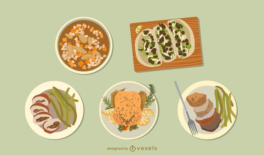 Diseño de escenografía de platos de pollo Diseño de escenografía de platos de pollo