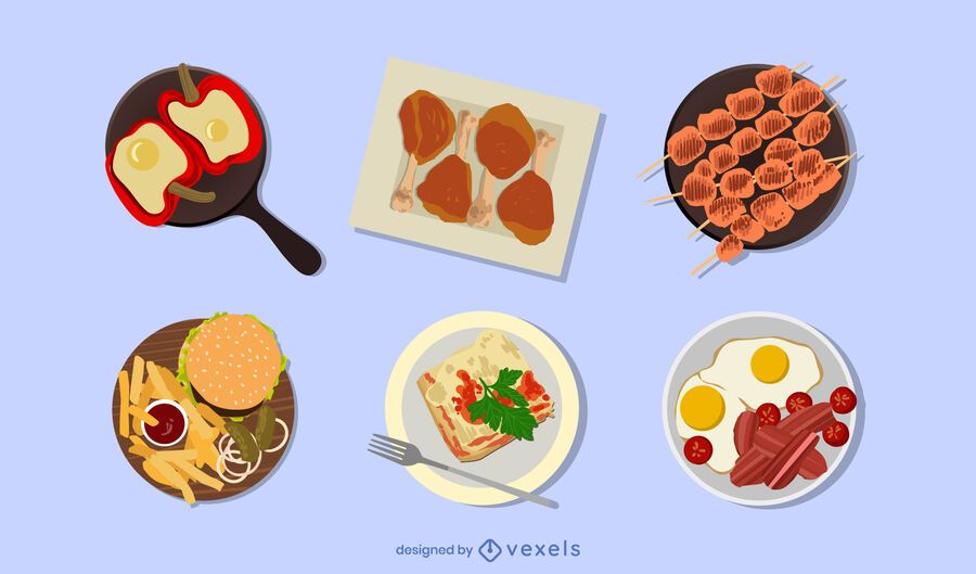 Conjunto de ilustração de alimentos de origem animal Conjunto de ilustração de alimentos de origem animal