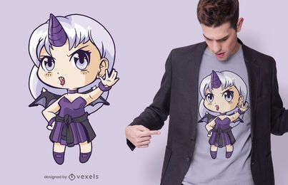Anime demon chibi girl t-shirt design