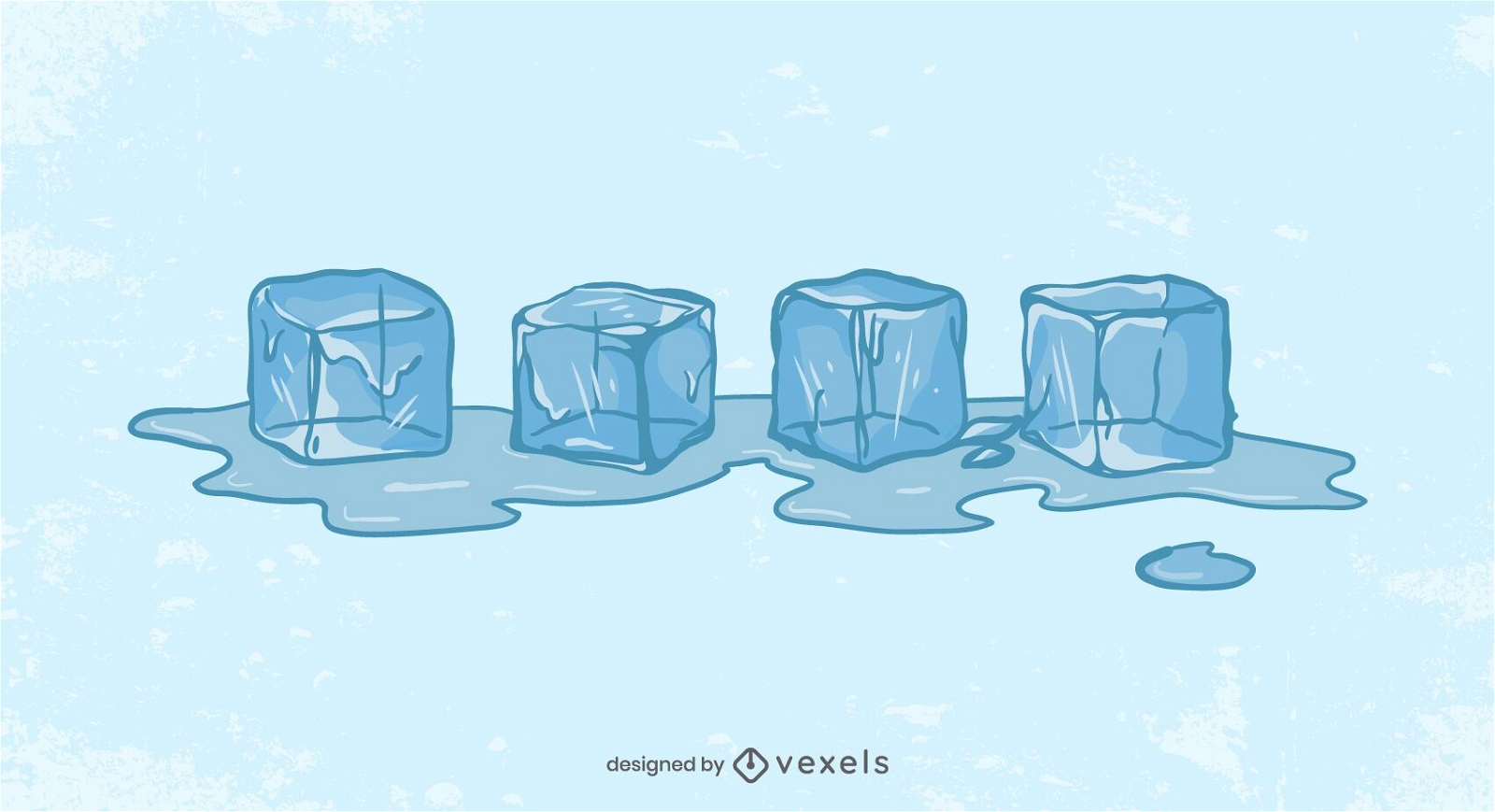 Ice cubes melting illustration design