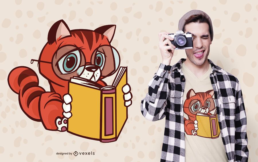 Design de camiseta com leitor de gato Design de camiseta com leitor de gato