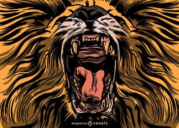 Roaring lion illustration design