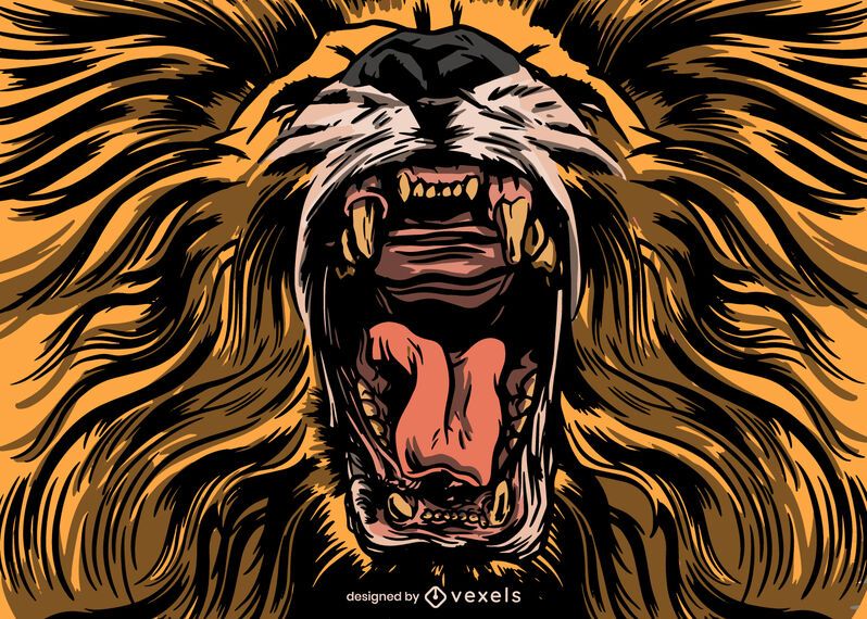 Roaring Lion Illustration Design - Vector Download