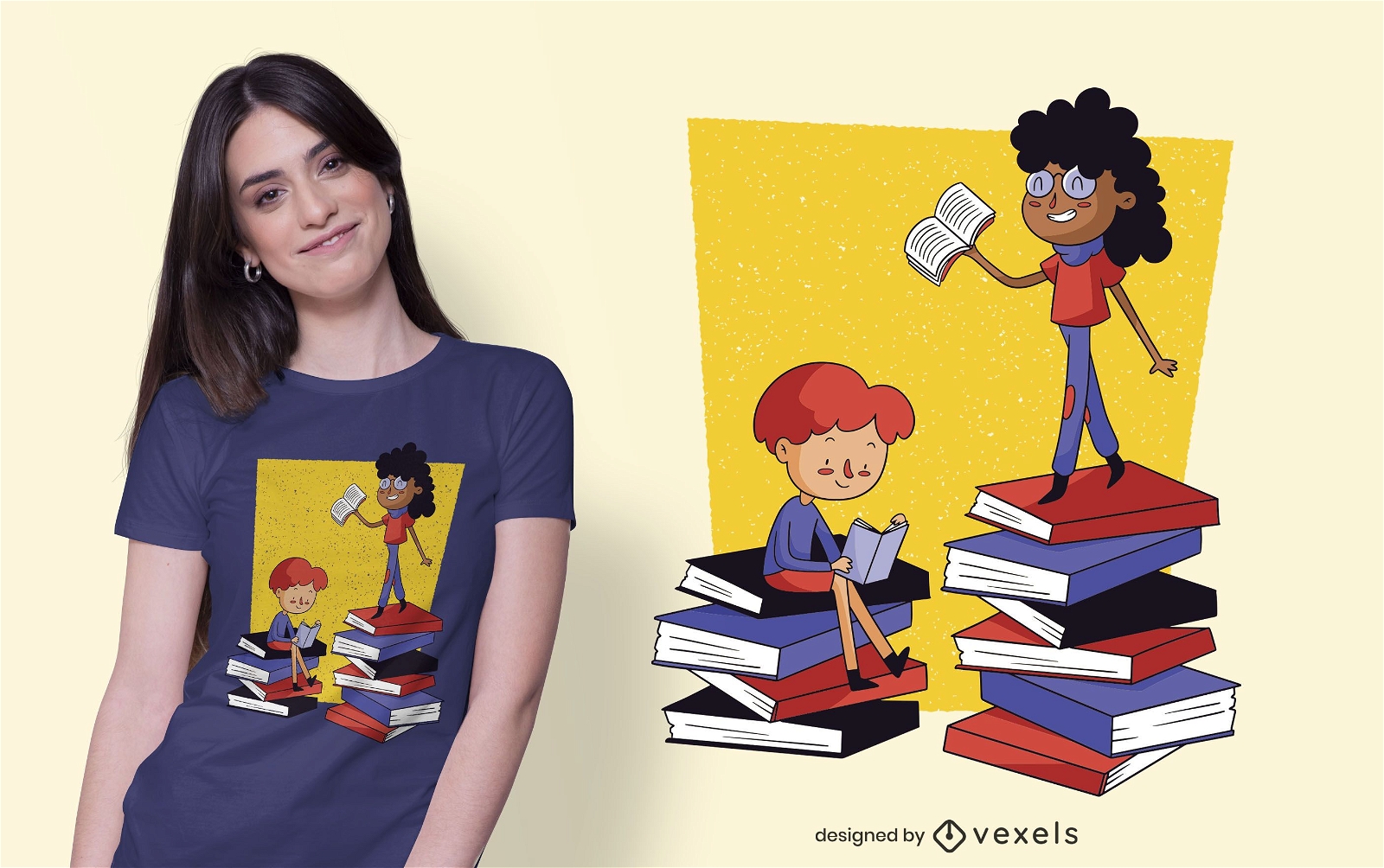 Kinder und Bücher T-Shirt Design