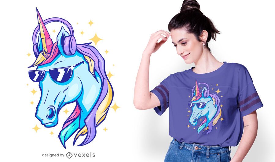 Sparkly Unicorn T-shirt Design - Vector Download