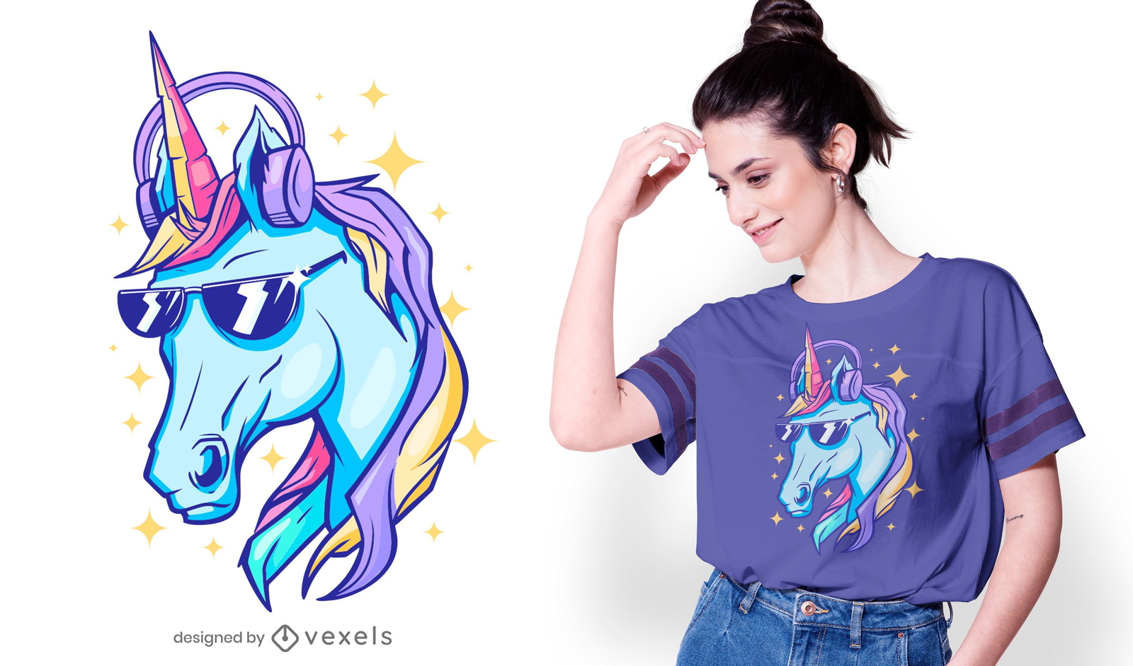 Diseño de camiseta de unicornio brillante