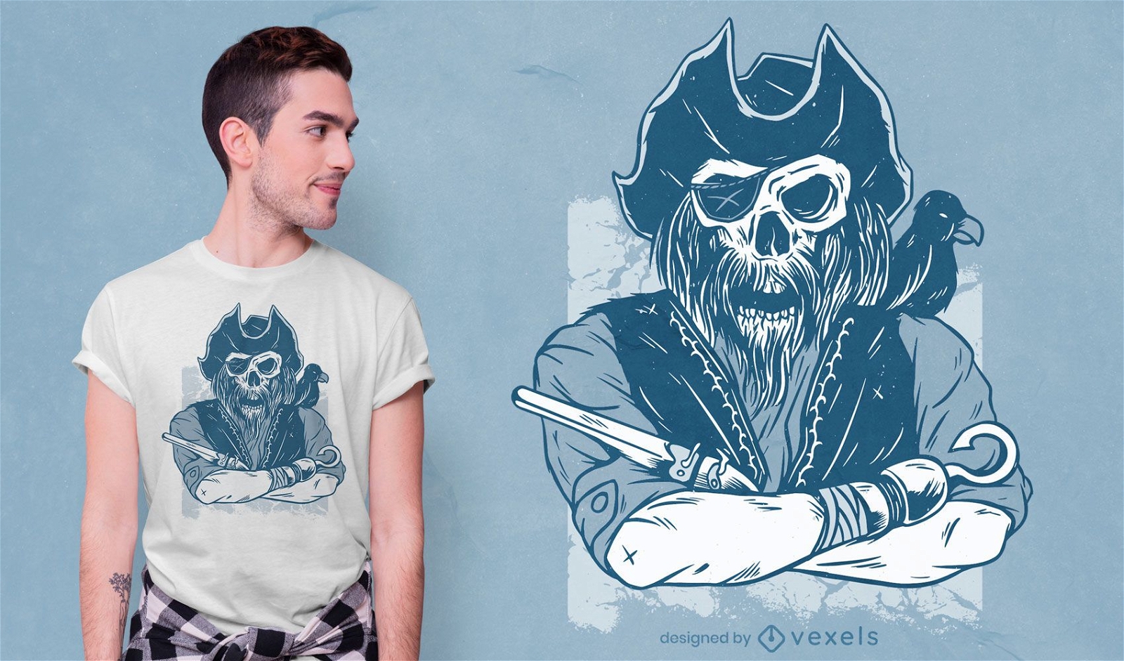Diseño de camiseta pirata esqueleto
