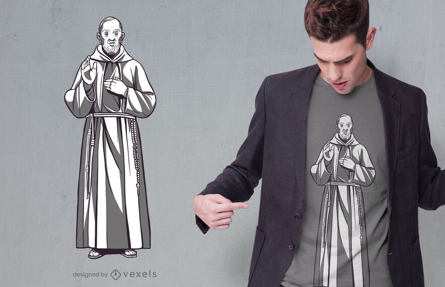 Diseño de camiseta de la estatua del padre pio Diseño de camiseta de la estatua del padre pio