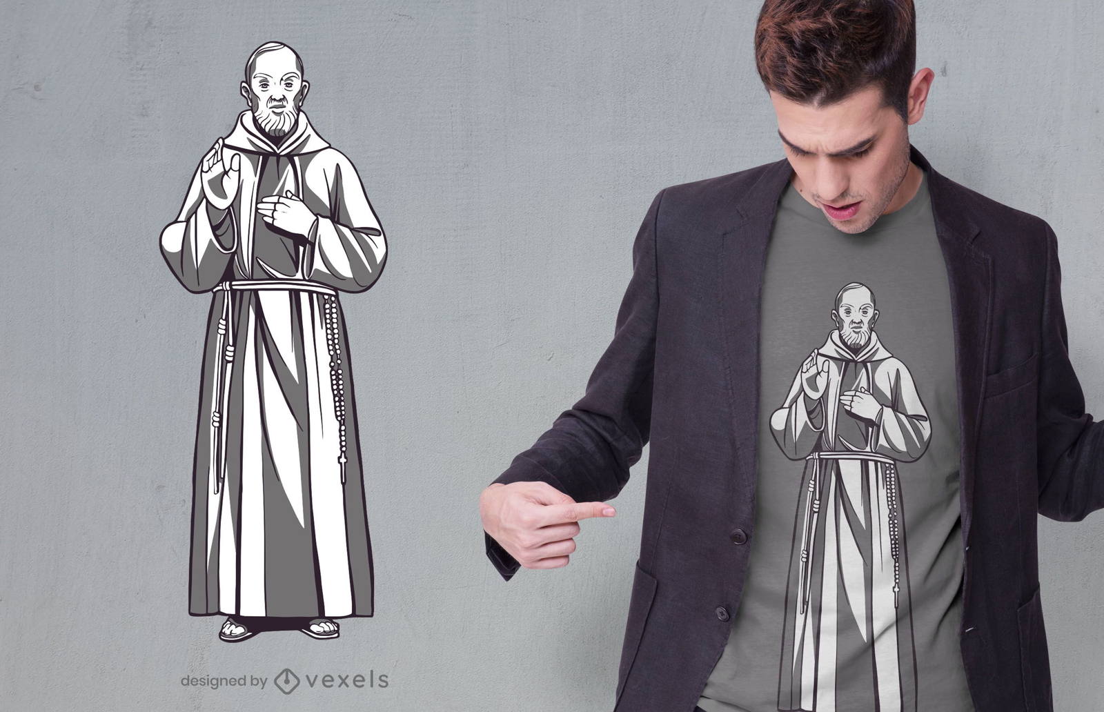 Diseño de camiseta de la estatua del padre pio