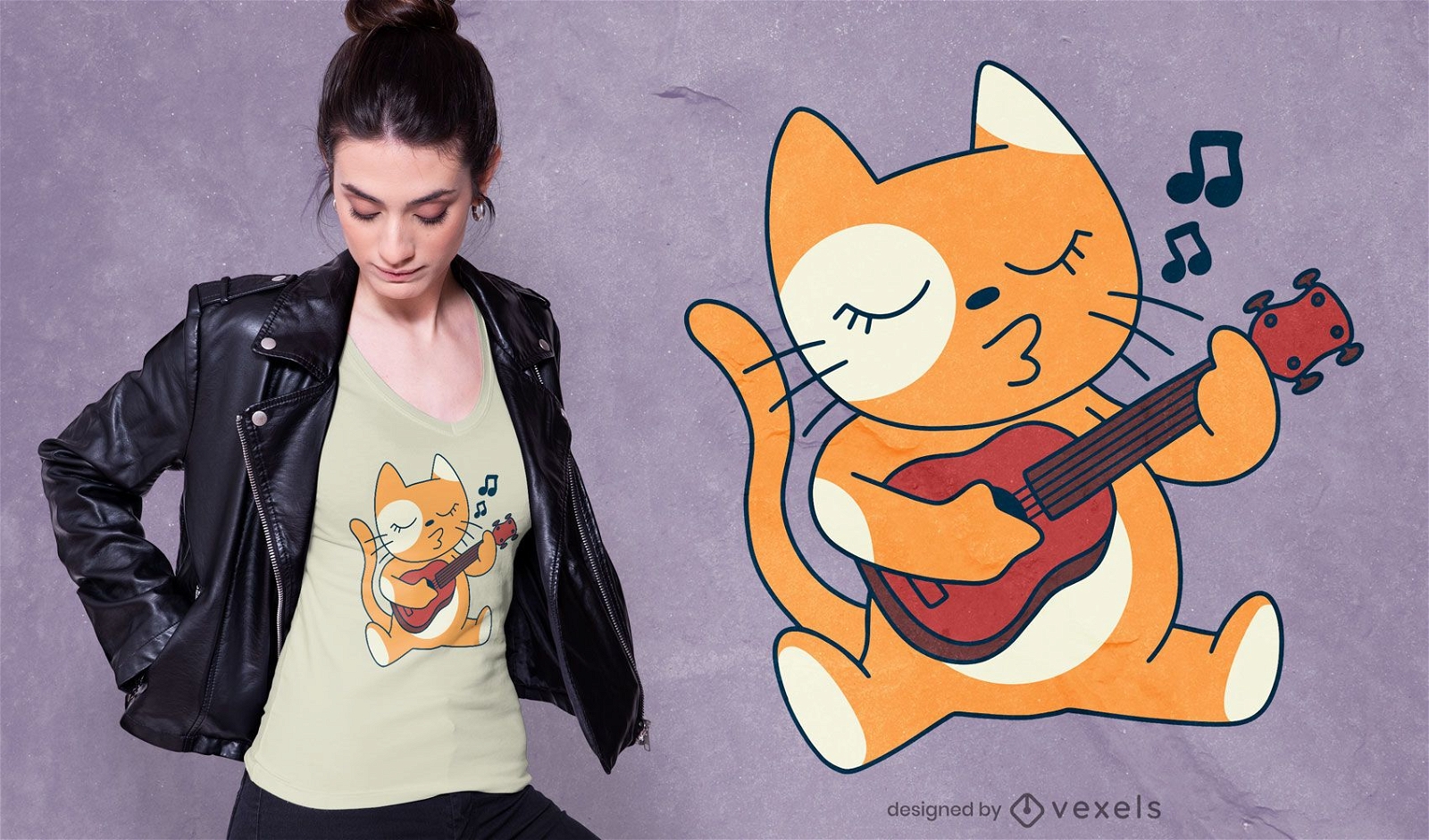 Cat ukelele t-shirt design