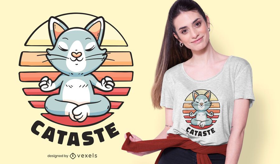 Cat namaste t-shirt design Cat namaste t-shirt design
