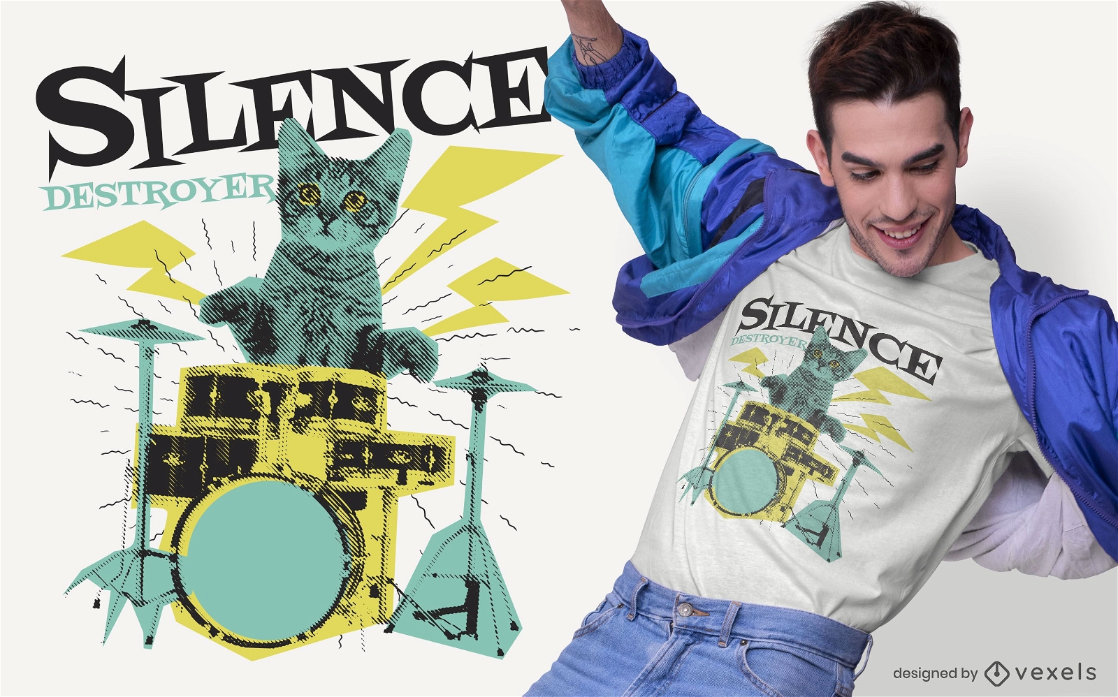 Silence destroyer cat t-shirt design