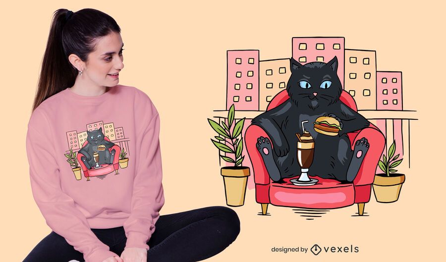 Design de t-shirt de gato na varanda Design de t-shirt de gato na varanda