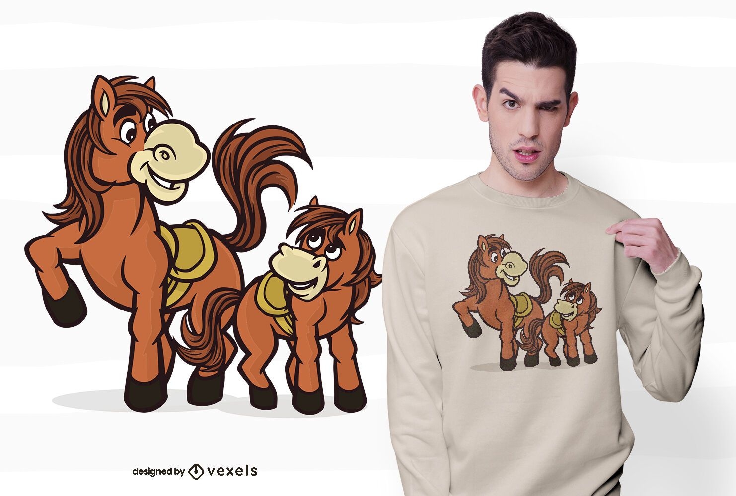 Pferd mit Fohlen T-Shirt Design