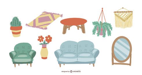 Conjunto de ilustración de muebles de interior Conjunto de ilustración de muebles de interior