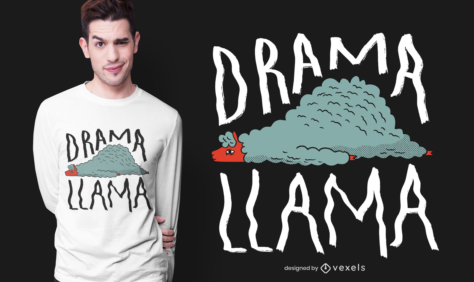 Design de camiseta de lhama dramática