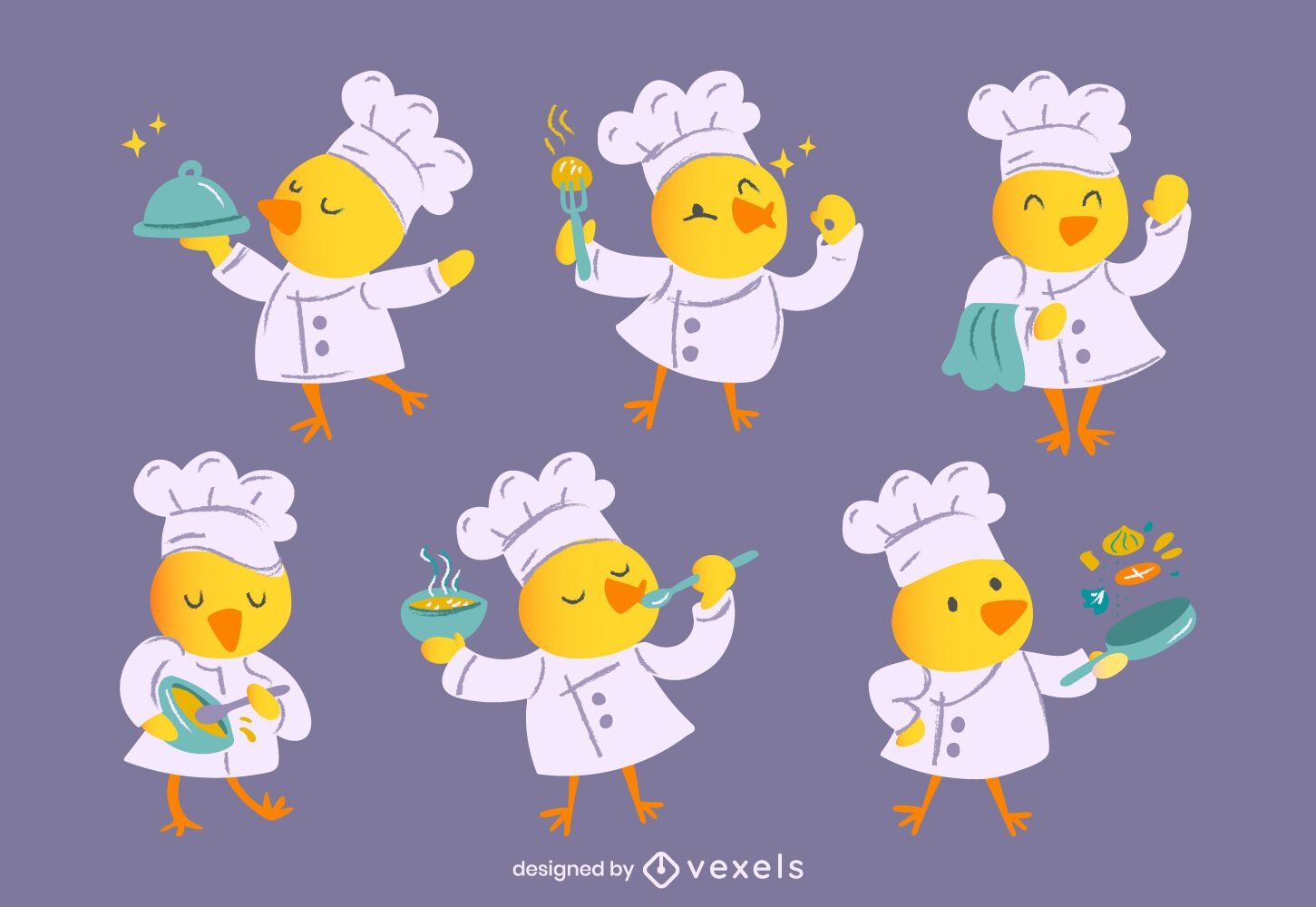 Conjunto de personagens chef garota