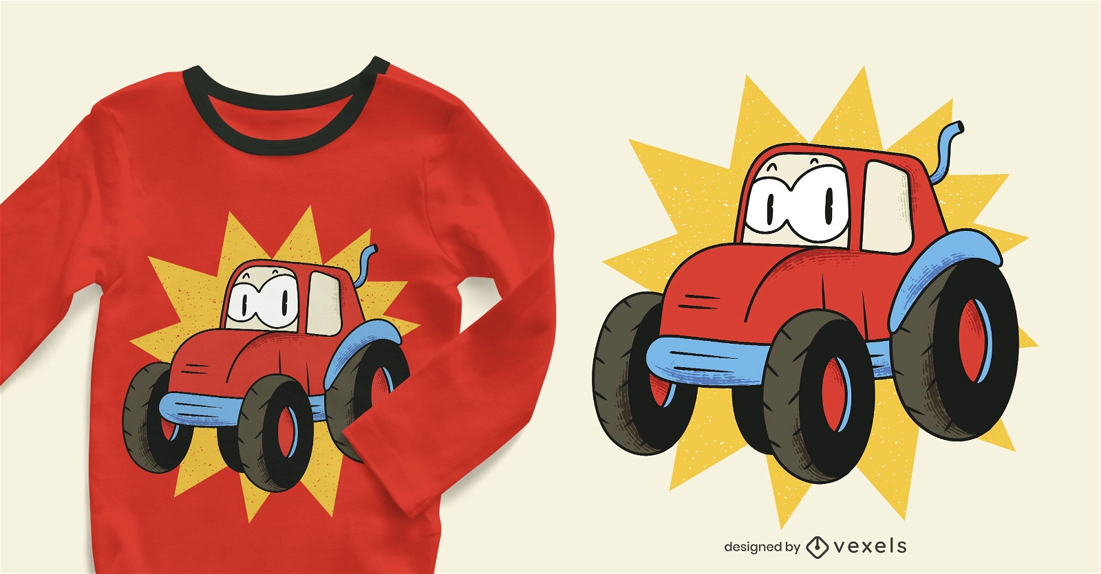 Cartoon tractor t-shirt design