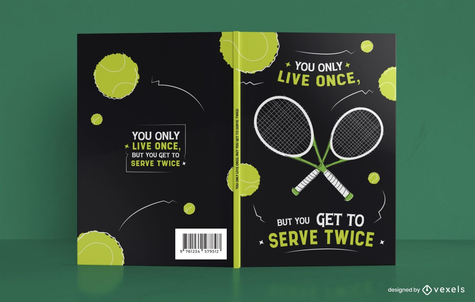 Diseño de portada de libro de citas de tenis