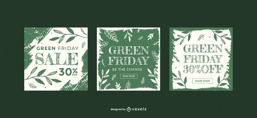 Green friday sale banner template set Green friday sale banner template set