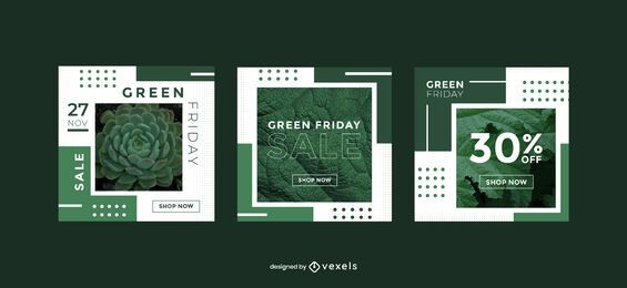 Green friday promo banner template set