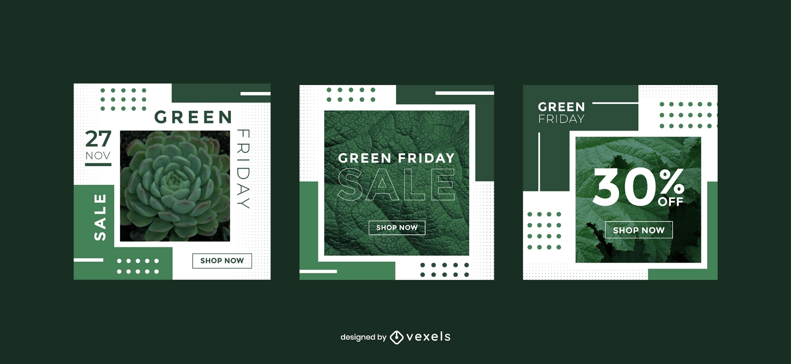 Conjunto de modelos de banner promocional de Green Friday