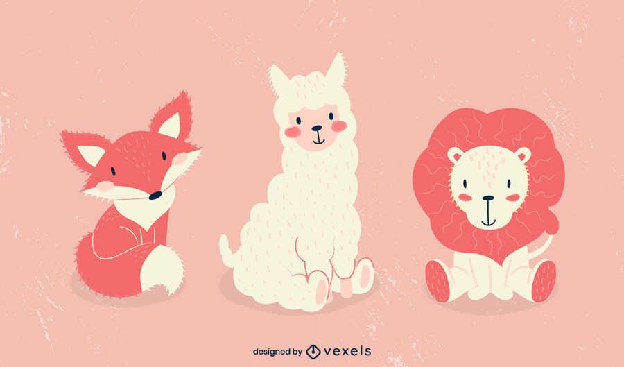 Conjunto de ilustração de animais fofos Conjunto de ilustração de animais fofos