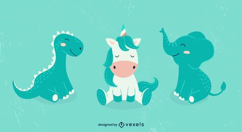Cute animals illustration set design Cute animals illustration set design