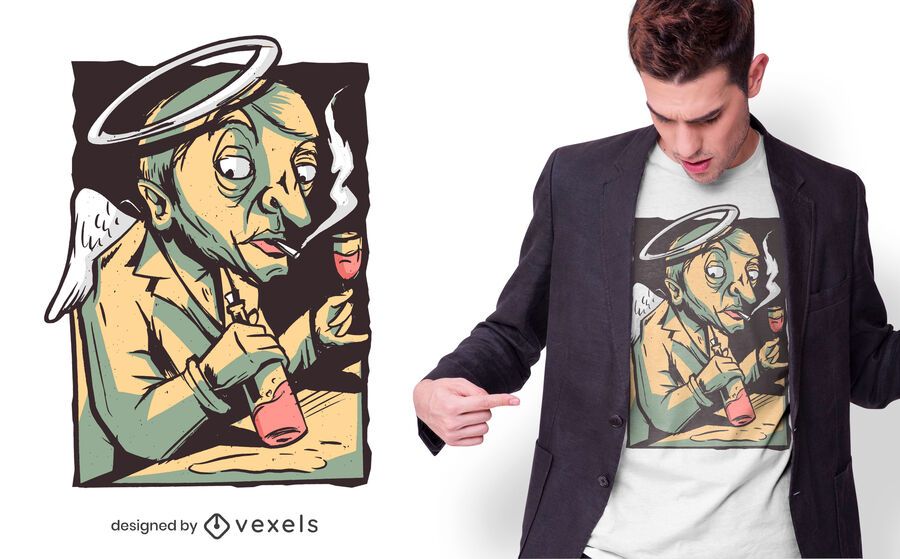 Angel drinking wine t-shirt design Angel drinking wine t-shirt design