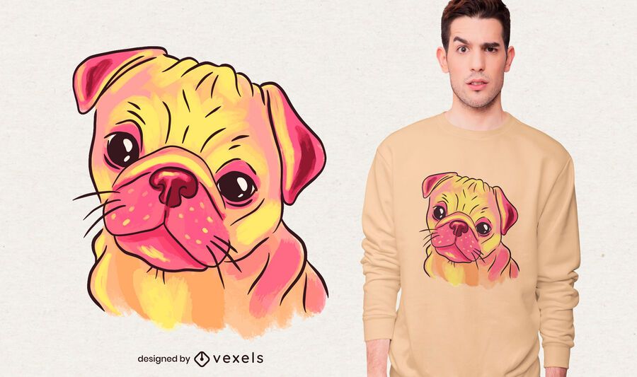 Watercolor pug t-shirt design Watercolor pug t-shirt design