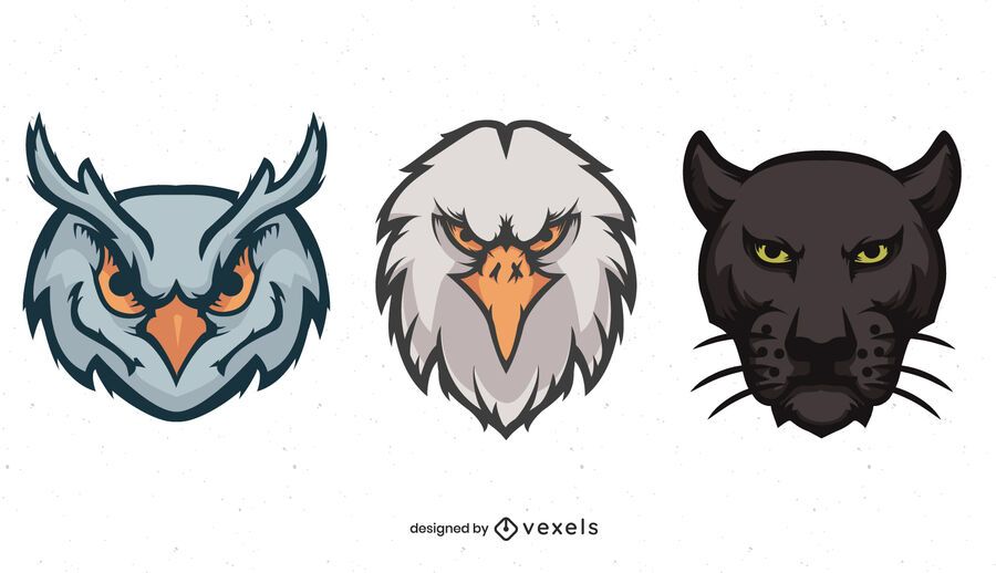 Conjunto de logotipo de cabezas de animales Conjunto de logotipo de cabezas de animales