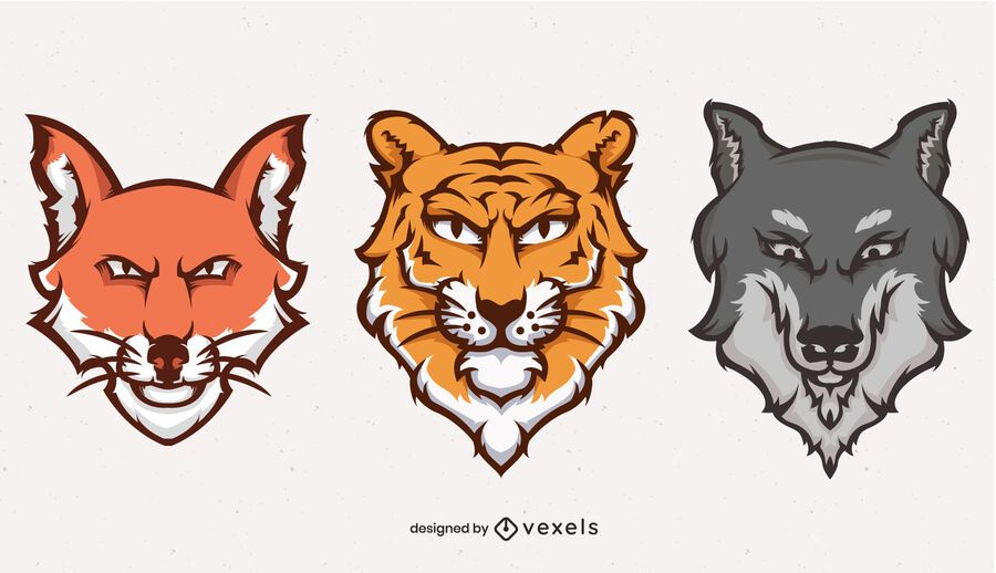 Animals heads illustration logo set Animals heads illustration logo set