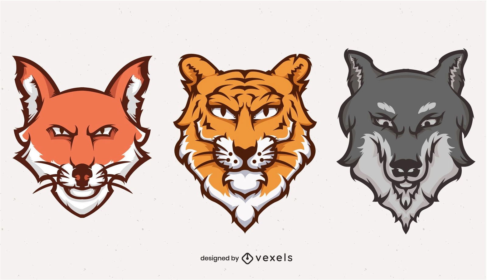 Animals heads illustration logo set