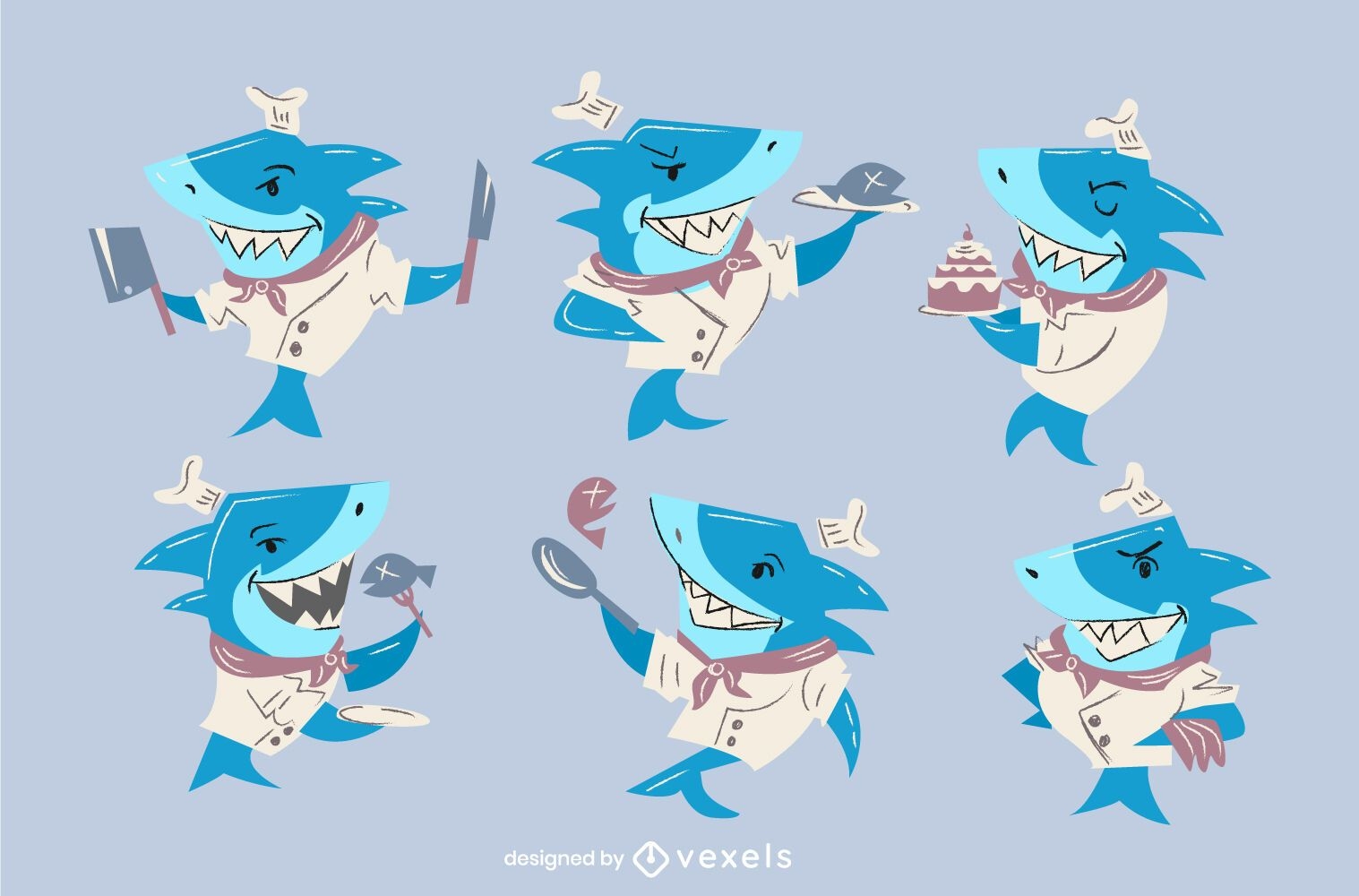Conjunto de caracteres de tibur?n chef