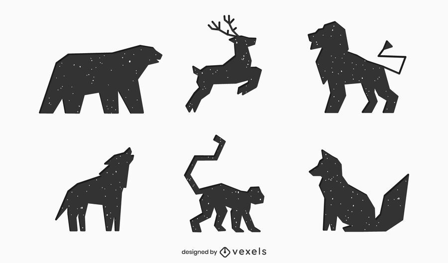 Animals geometric silhouette icon set Animals geometric silhouette icon set