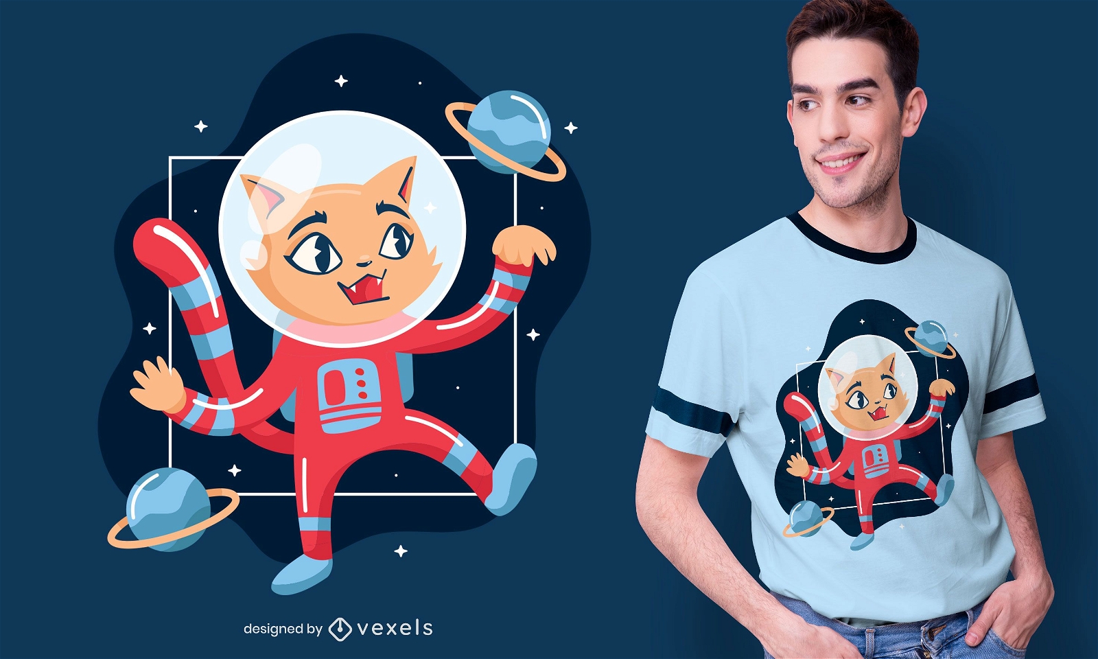 Astronaut K?tzchen T-Shirt Design