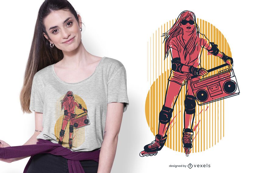 Diseño de camiseta de niña patines. Diseño de camiseta de niña patines.