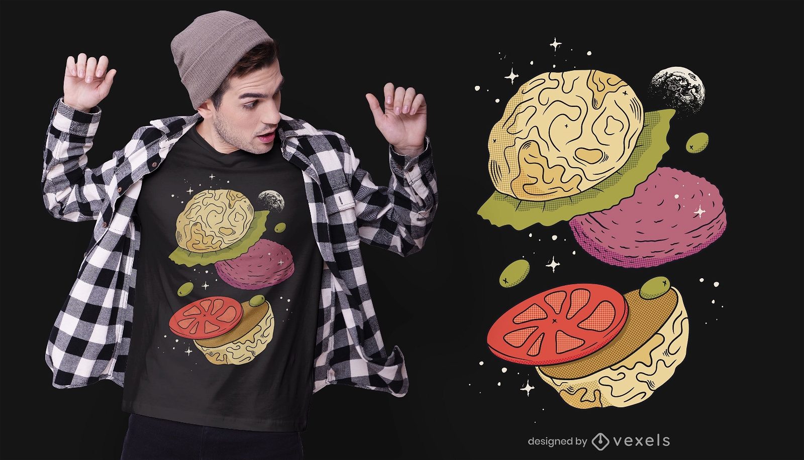 Design de t-shirt de hambúrguer Moon