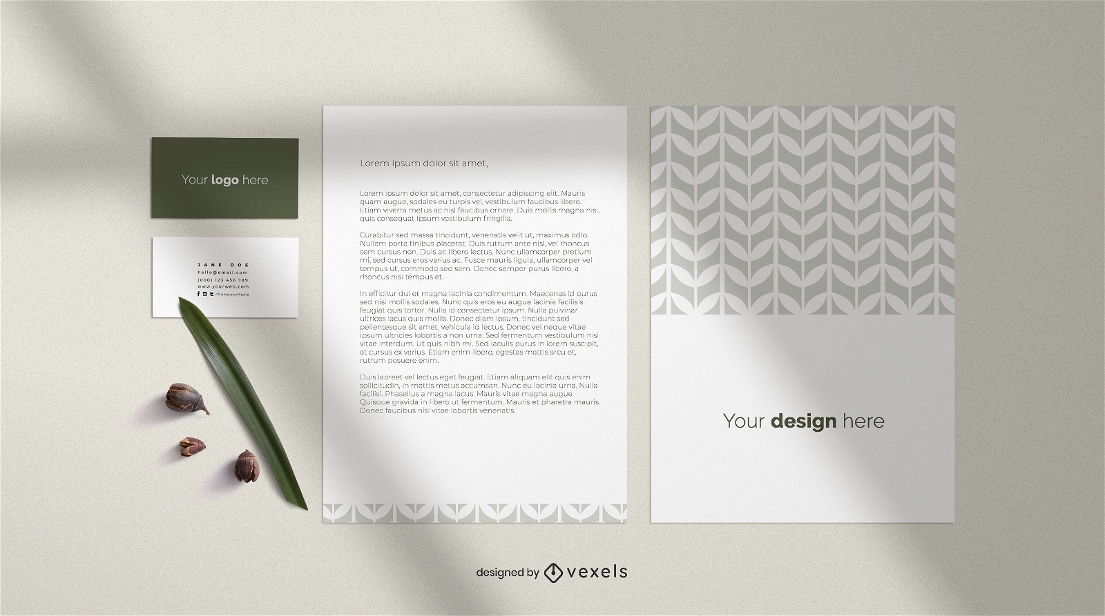Business card and sheet mockup composition