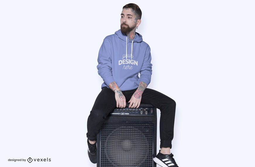 Modelo de diseño de maqueta de sudadera con capucha de altavoz Modelo de diseño de maqueta de sudadera con capucha de altavoz
