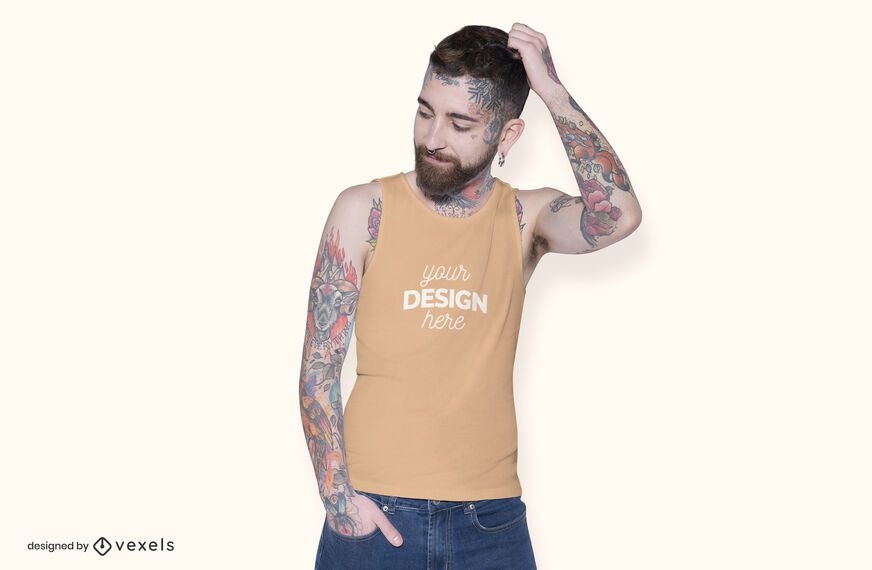 Download Model Sleeveless Shirt Mockup Design - PSD Mockup Download