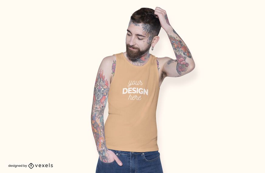 Modelo de diseño de maqueta de camisa sin mangas. Modelo de diseño de maqueta de camisa sin mangas.