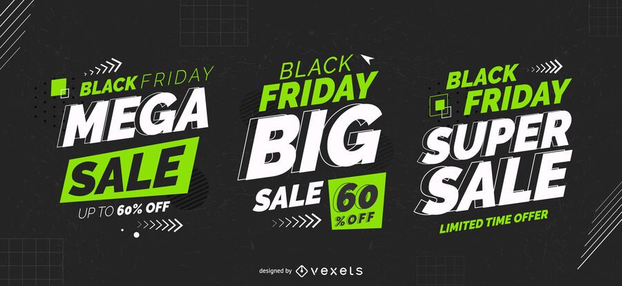 Conjunto de insignias de mega rebajas de viernes negro Conjunto de insignias de mega rebajas de viernes negro