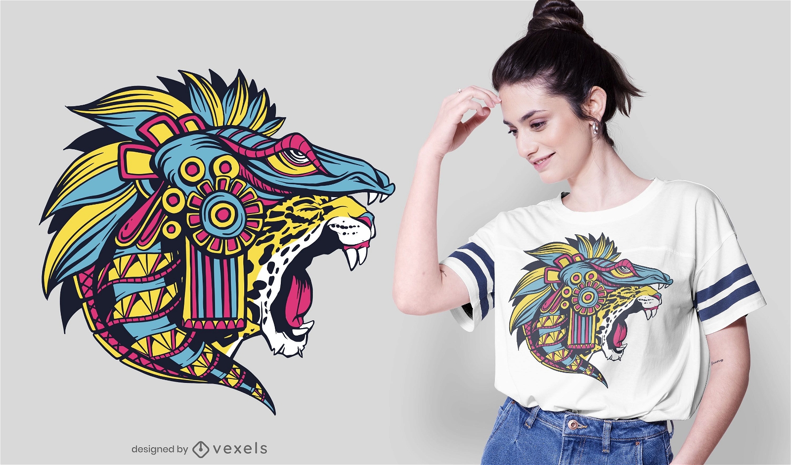 Design de camiseta jaguar Huichol